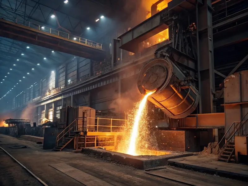 Industrial vacuum chamber melting rare earth metals for magnet production